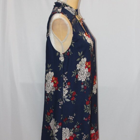 Miami Navy Floral Sleeveless Boarder Print Dress - Picture 5 of 16